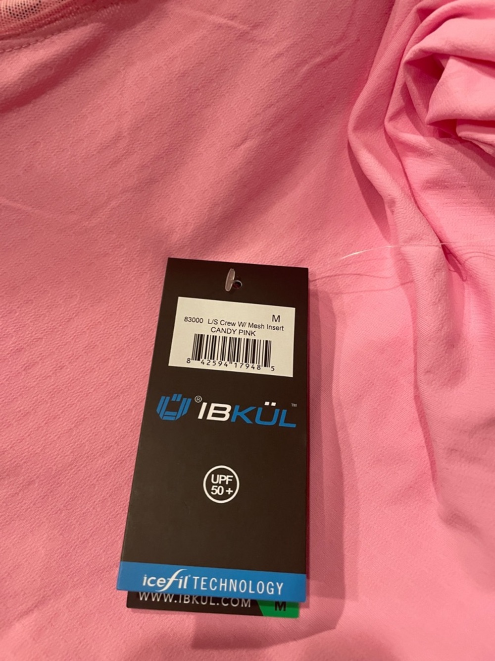 IBKUL Long Sleeve Crewneck Top with Mesh Insert Candy Pink medium - Picture 8 of 10